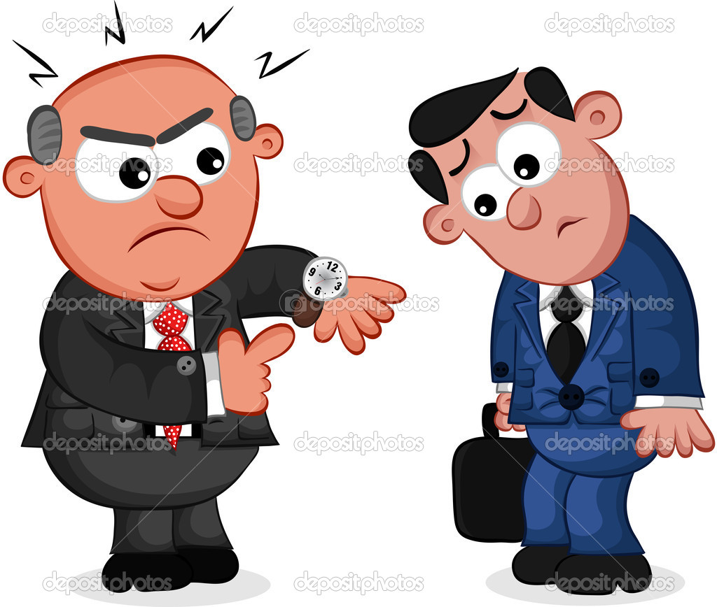 Cartoon Boss Man Angry at Employee for Being Late Stock Vector Image by  ©Emrah_Avci #16873939