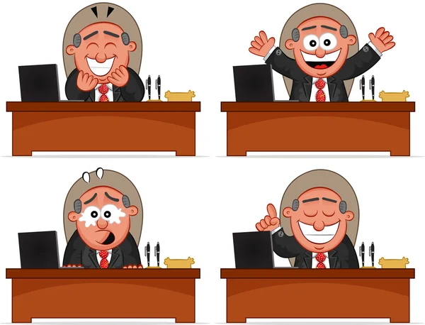 Boss is Sitting Behind His Desk — Stock Vector