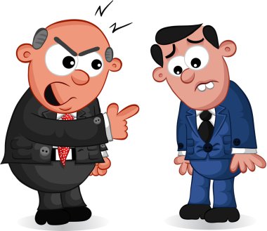 Karikatür Boss Man Çalışan bağırıyor