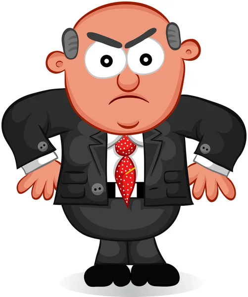 Business Cartoon - Boss Man Angry — Stock Vector