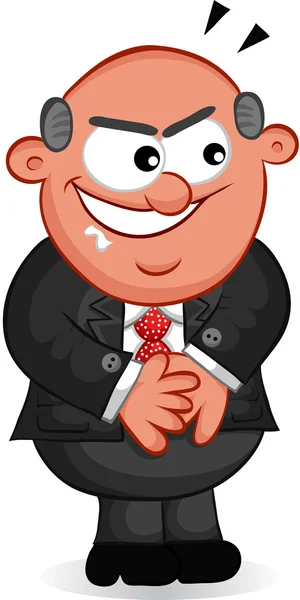 Business Cartoon - Boss Man sembra subdolo — Vettoriale Stock