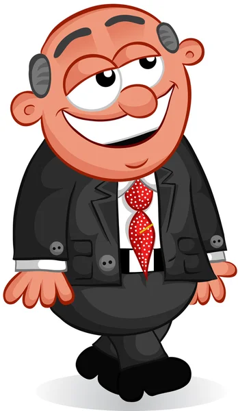 Business Cartoon - Boss Man Smiling and Walking — Stock Vector