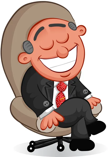 Business Cartoon - Boss Man Happy — Stock Vector