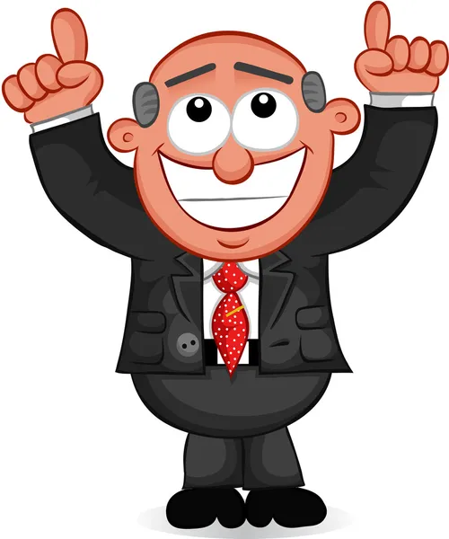 Business Cartoon - Boss Man Happy and Thanking God — Stock Vector