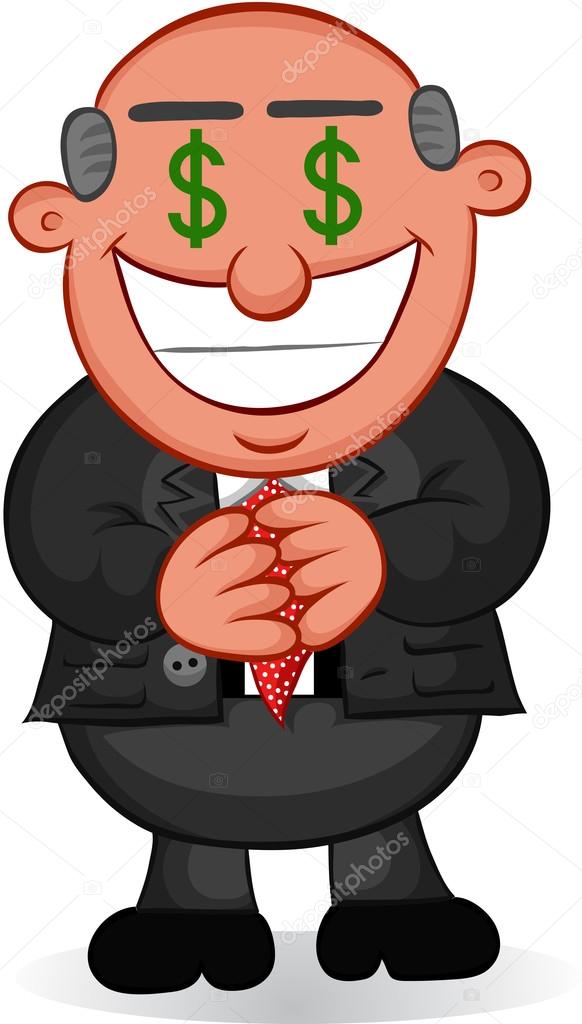 Business Cartoon - Man Greedy with Money Eyes