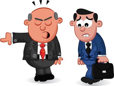 iş karikatür - ateş bir çalışanın patron