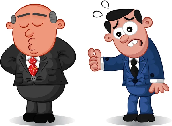 Zakelijke Cartoon - oss Man niet luisteren naar werknemer — Stockvector