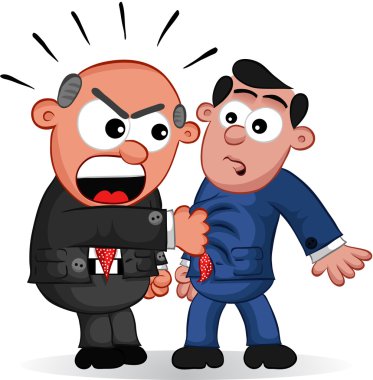iş karikatür - patron çalışan bağırıyor