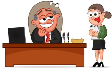 iş karikatür - patron ve sekreter