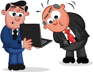 iş karikatür - boss man laptop arıyorum