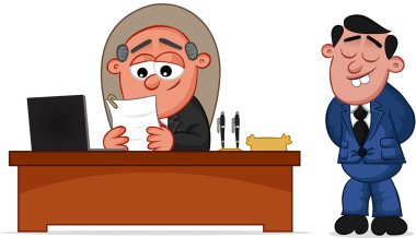 iş karikatür - patron işçi ile mutlu
