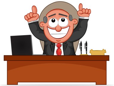 iş karikatür - patron adam mutlu ve teşekkür Tanrı