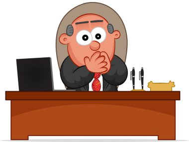 iş karikatür - patron adam şaşırmış