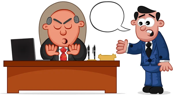 Business Cartoon - Boss Man Rejecting Employee — Stock Vector