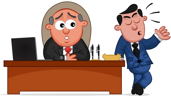 Business Cartoon - Boss Man and Complaining Employee — Stock Vector