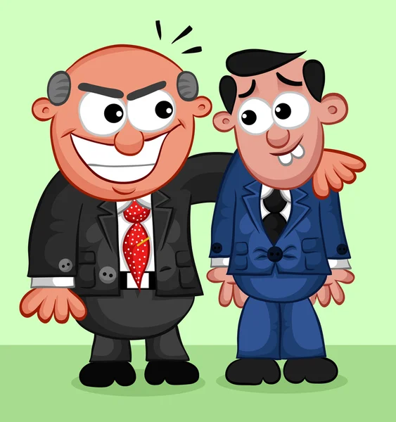 Dibujos animados de negocios - Boss Man Aprovechando el Empleado — Vector de stock