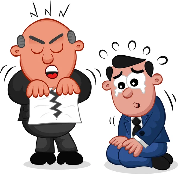 Business Cartoon - Boss Man Tearing Paper — Stock Vector
