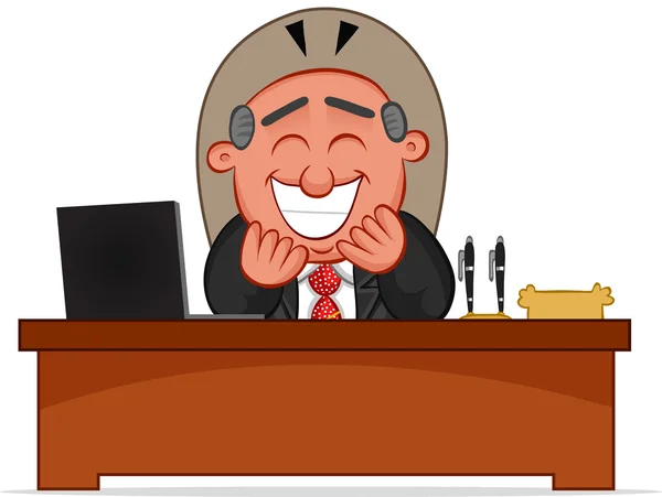 Business Cartoon - Boss Man Laughing — Stock Vector