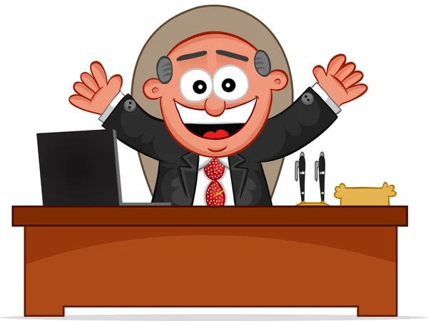 Business Cartoon - Boss Man Laughing — Stock Vector