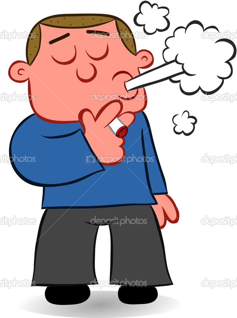 Cartoon Man Smoking a Cigarette