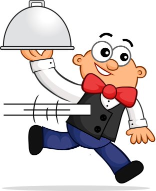 çalışan garson karikatür