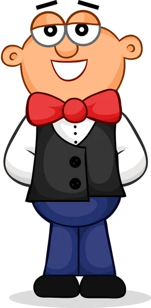 Waiter Standing Cartoon — Stock Vector