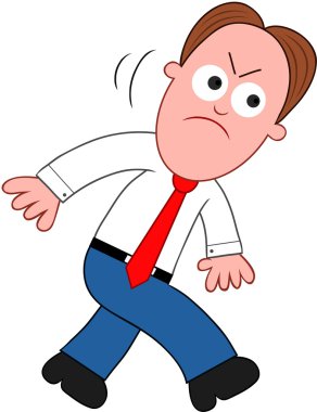 karikatür işadamı kızgın ve yürüyüş