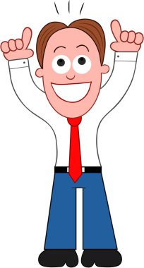 Cartoon Businessman Happy and Thanking God. clipart