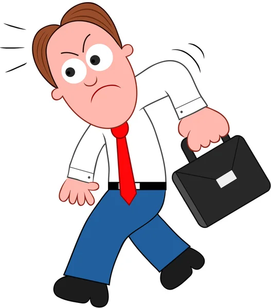 Cartoon Businessman Angry and Walking. — Stock Vector