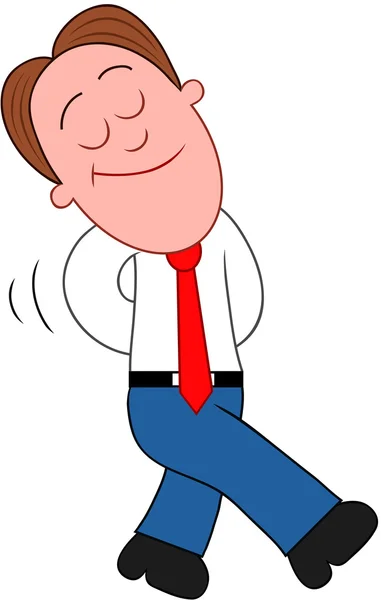 Cartoon Businessman Happy and Walking. — Stock Vector