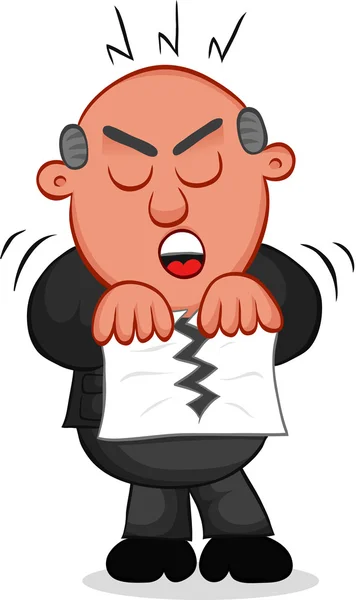 Jefe hombre rasgando papel — Vector de stock