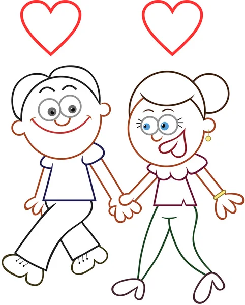 Holding Hands and Walking — Stock Vector