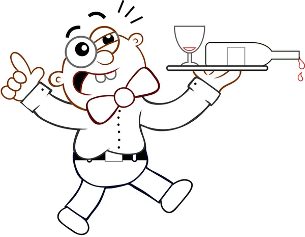 Pijany kelner kreskówka — Wektor stockowy