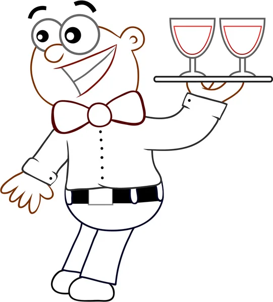 Cameriere sorpreso Cartone animato — Vettoriale Stock
