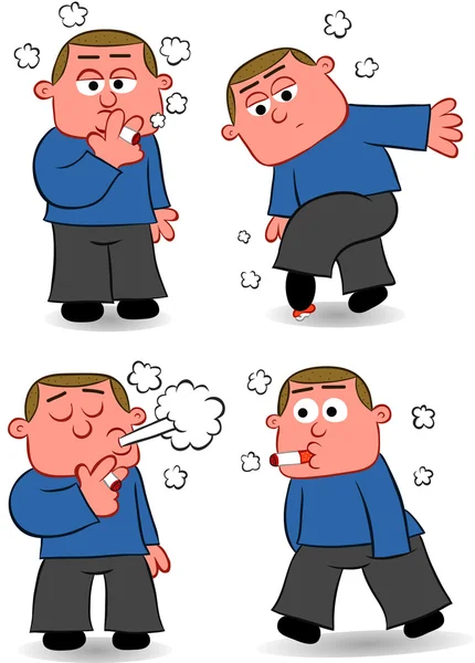 Rookvrije man cartoon set — Stockvector