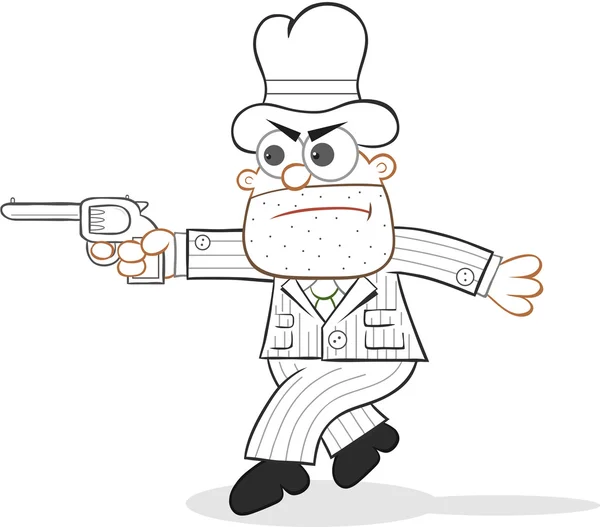 Jefe de la mafia de dibujos animados de puntillas — Vector de stock