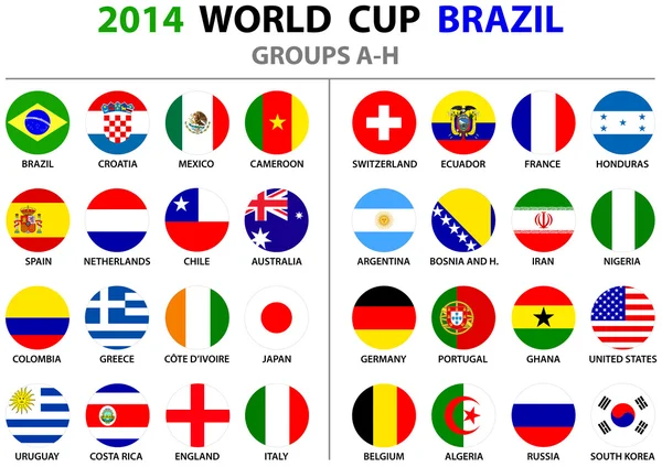 Dünya Kupası Brezilya 2014 bütün Milletler vektör bayrakları