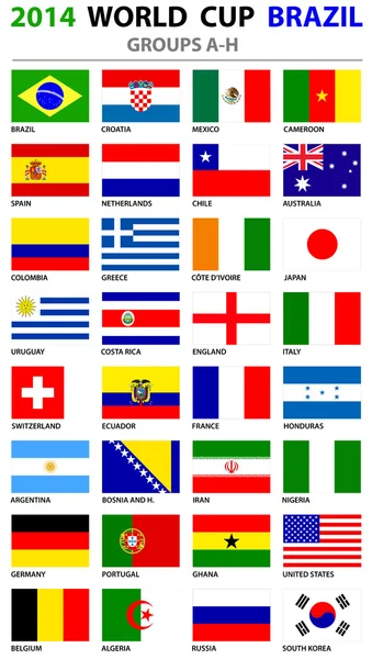 Coupe du monde Brésil 2014 All Nations Vector Flags Illustration De Stock