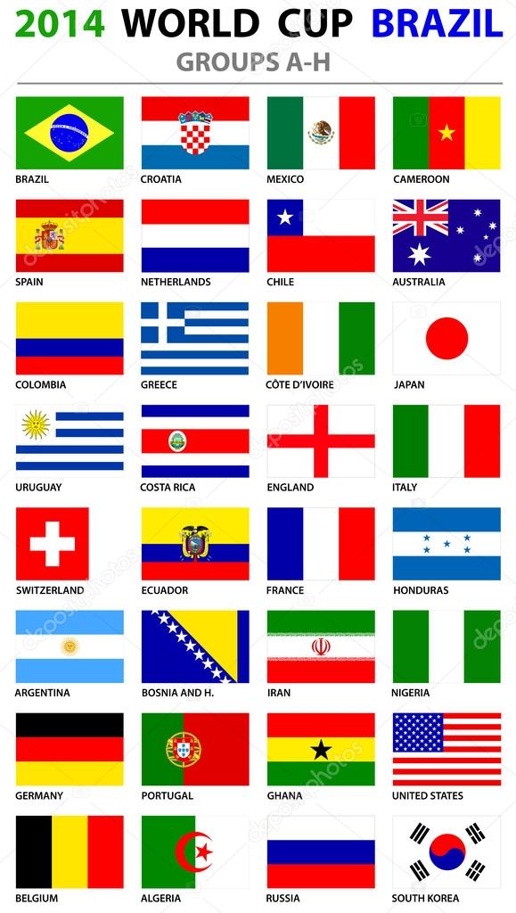 World Cup Brazil 2014 All Nations Vector Flags