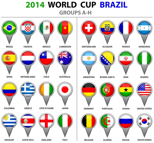 Coupe du monde Brésil 2014 All Nations Vector Flags Illustrations De Stock Libres De Droits