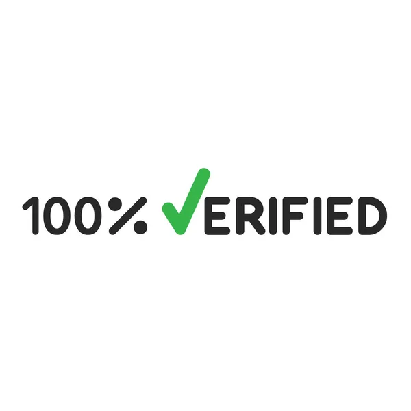 100 Percentage Verified Concept Check Mark Icon Flat Vector Illustration — 스톡 벡터