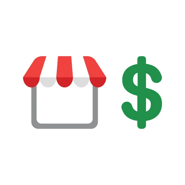 Shop Earn Money Concept Shop Dollar Icons Flat Vector Illustration — Stock Vector