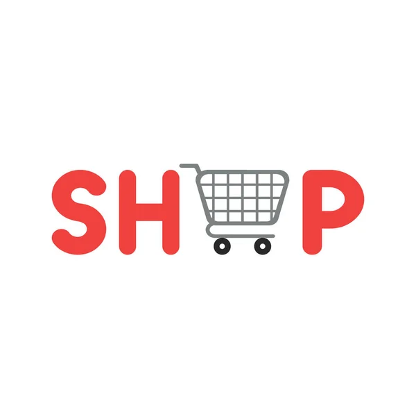 Shopping Concept Shop Letter Shopping Cart Icon Flat Vector Illustration — Stockový vektor