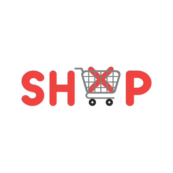 Wrong Shopping Concept Shop Letter Shopping Cart Check Mark Icons — Stockový vektor