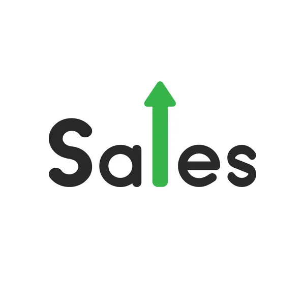 Increasing Sales Concept Sales Word Rising Arrow Icon Flat Vector — Vector de stock