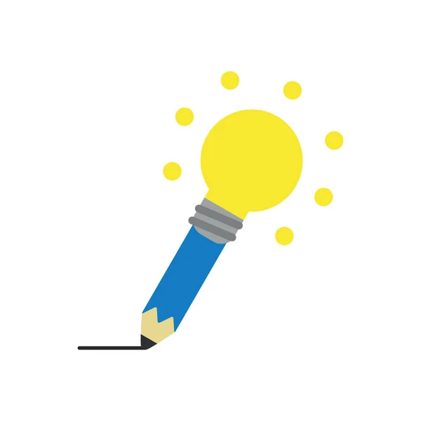 Idea Pen Concept Drawing Straight Line Pencil Light Bulb Icons — Image vectorielle