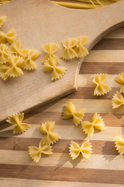 Different Types Pasta Cellentani Tortiglioni Farfalle Spaghetti Often Used Kitchen — Stock Photo, Image