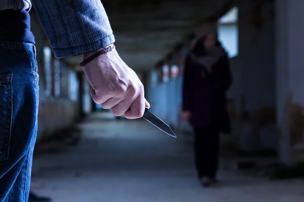 Criminal with Knife — Stock Photo, Image