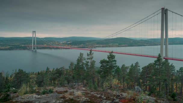 Time Lapse Hoegakustenbron Bridge West Sweden Area Hoega Kusten Moving — Video