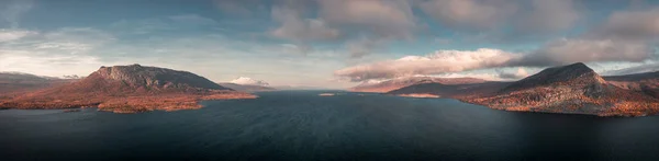 Panorama Landscape Lake Mountains Stora Sjoefallet National Park Autumn Lapland — 스톡 사진